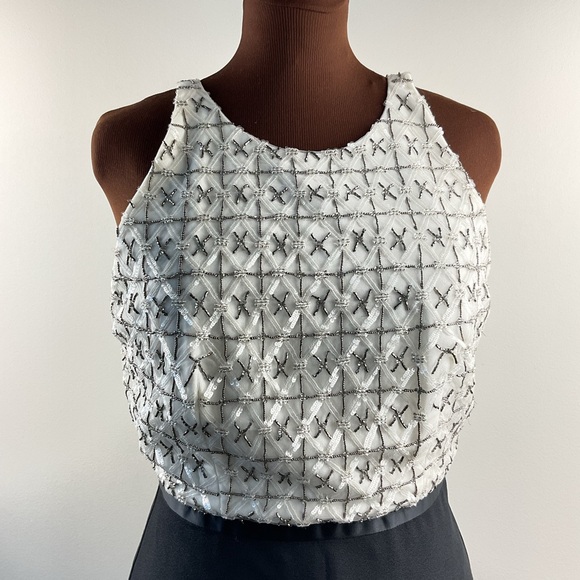 Raoul Elegant Black & Ivory Halter Beaded Gown Dress Size 10 New With Tags - Picture 13 of 14